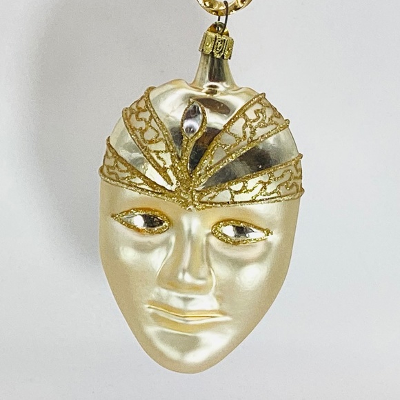 Juwel Vintage Gold Glitter Mask Mardi Gras Carnival Ornament - Picture 1 of 5
